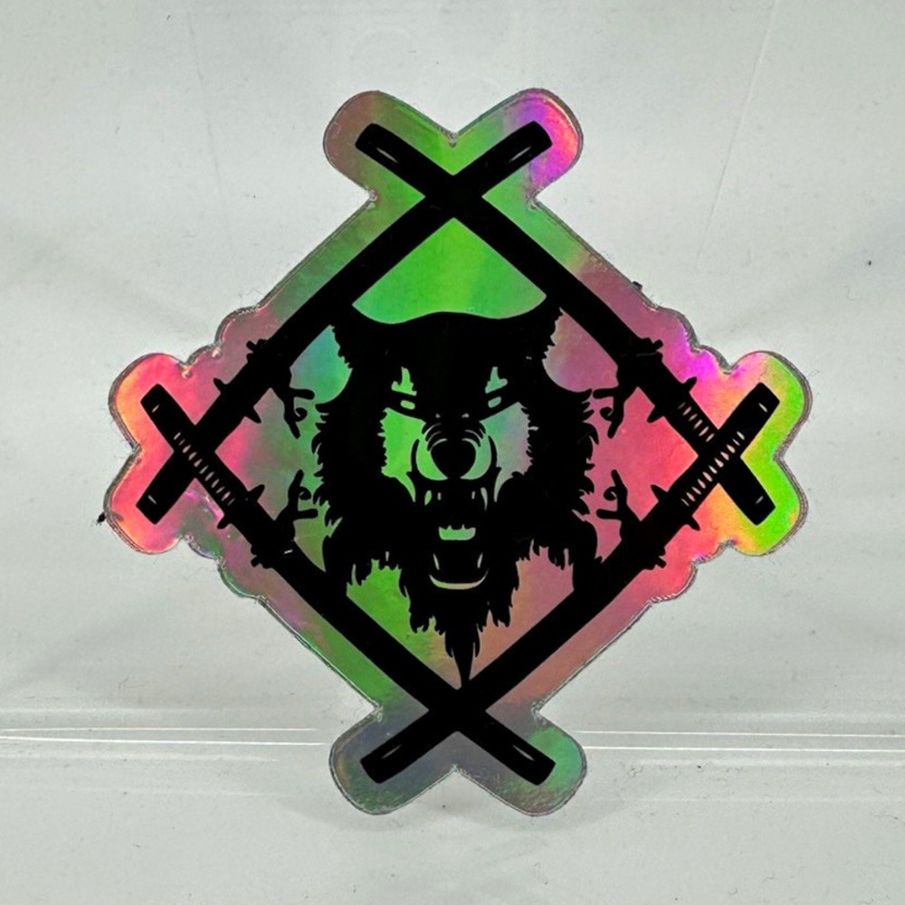 Xavier Wulf Holographic Sticker Decal Self-Adhesive Multicolor Black